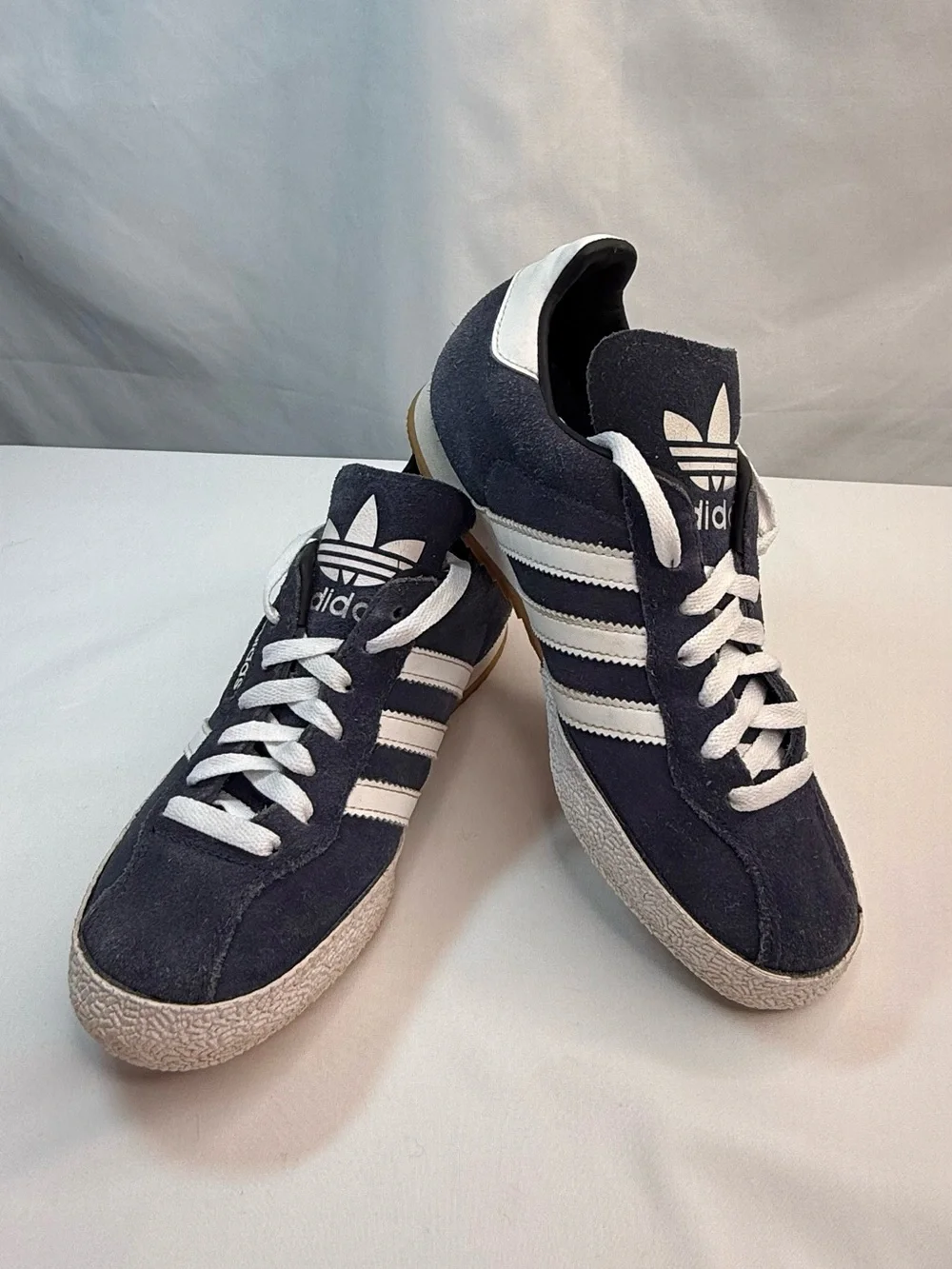 adidas Men’s 5.5 Navy Blue Samba Super Suede Sneakers w/ White Stripes VGUC